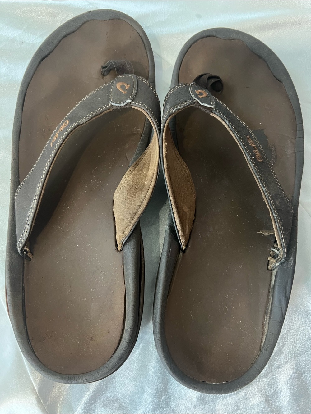 Men's Brown Leather Flip-Flop Sandals
